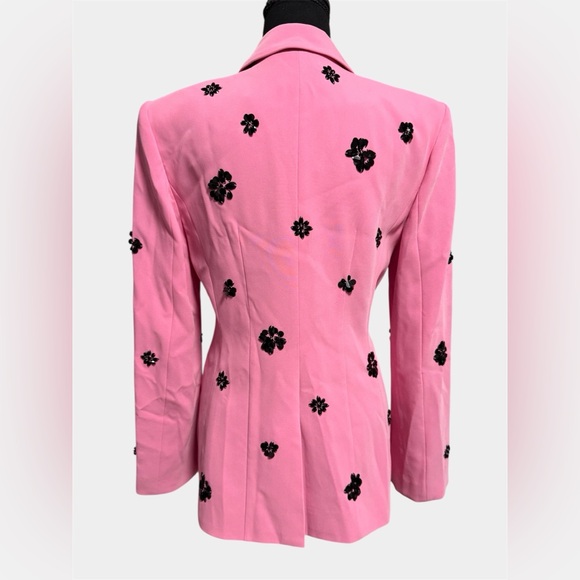 Cinq à Sept Cheyenne Blazer Pink Embellished Floral Jacket Sz 6 Designer Chic - Picture 11 of 14